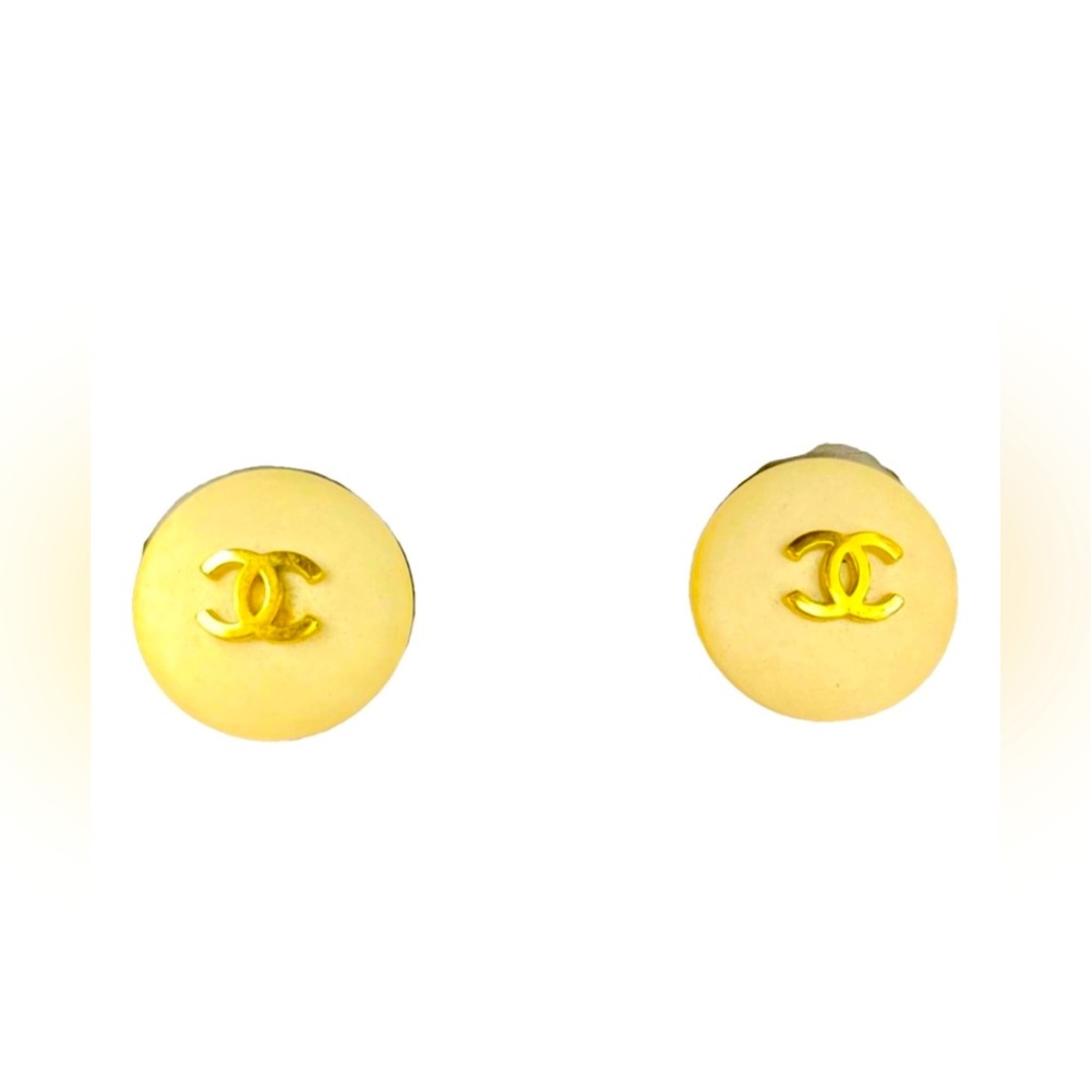 Chanel Gold Button Earrings
